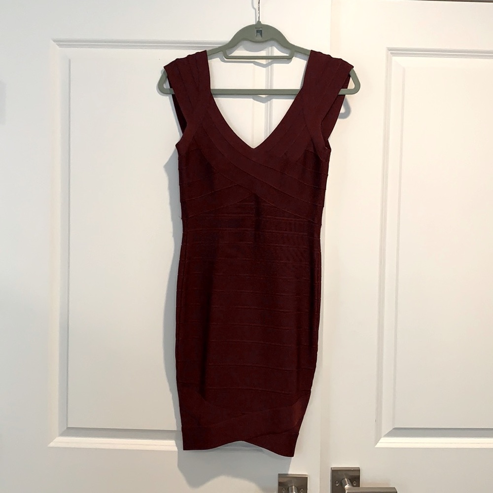 Herve Leger Bandage Mini Dress in Plum!
